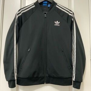 Adidas Women’s Track Jacket Black with 3 Stripes SZ M Pre-owned